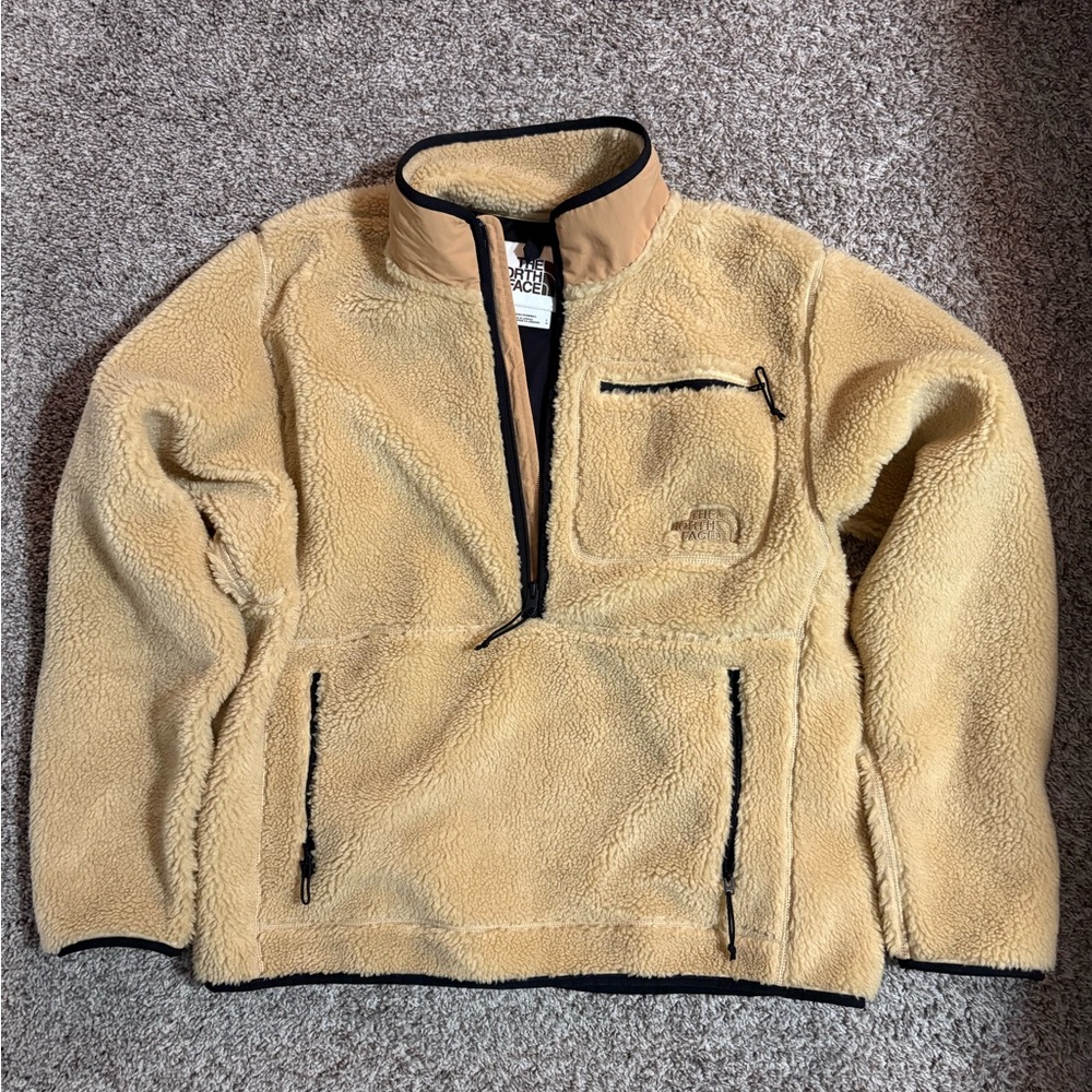 The North Face Tan Sherpa Fleece Pullover Jacket